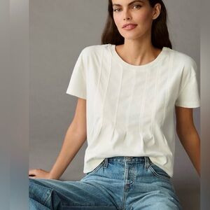 Pilcro Pleated Swing Tee In Ecru Size M